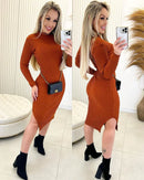 Vestido Tricô Manga Longa