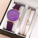 Kit Relógio Feminino e Pulseira Dupla Elegante